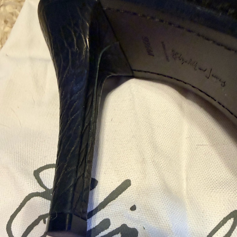 ELIZABETH & JAMES PEBBLED LEATHER HEELED BOOTIES, BLACK, SIZE 9.5 - Picture 8 of 16